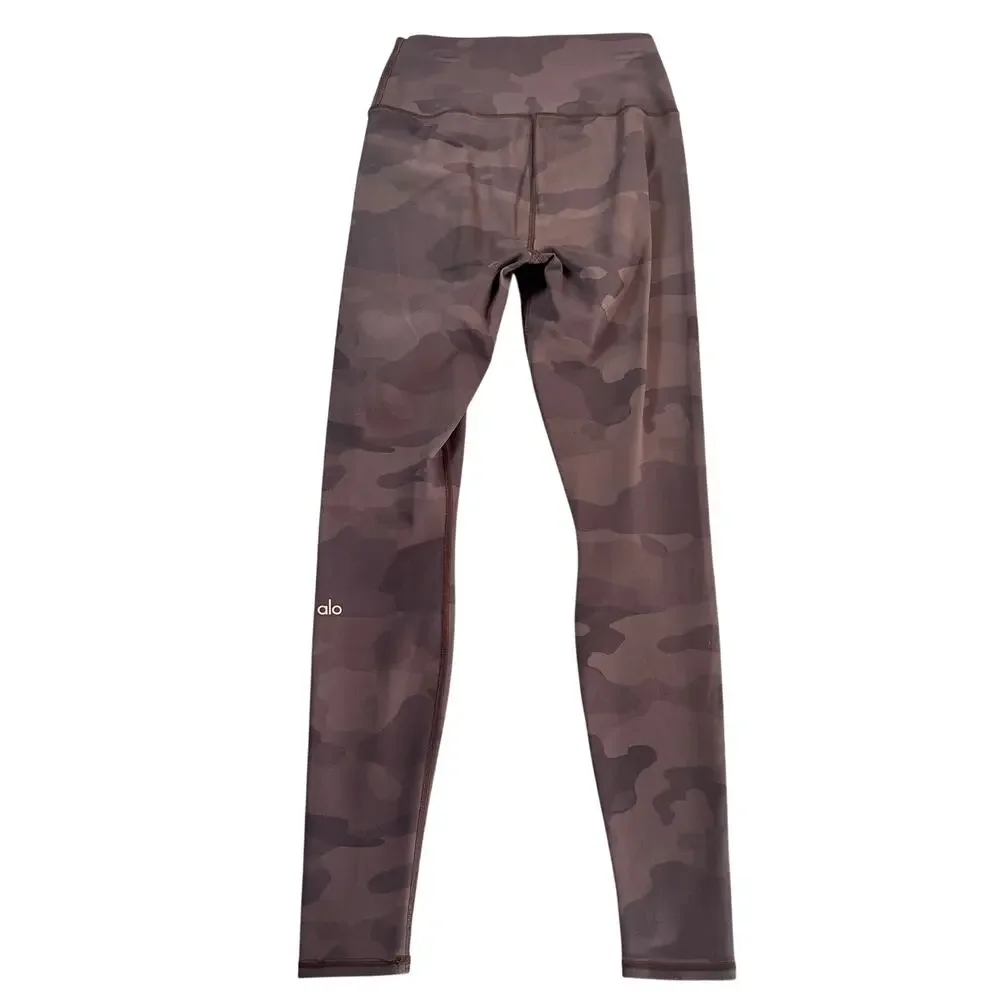 Alo High Waist Vapor Leggings Brown Camo Size XS